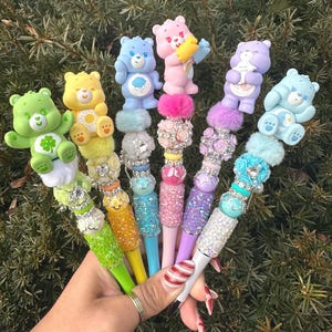 CARE BEARS GLAM  beaded pens , characters , elevate your stationary station.