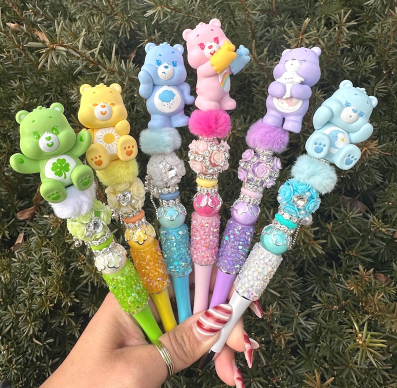 CARE BEARS GLAM beaded pens , characters , elevate your stationary station. image 1