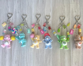 Care Bears Keychain, Beaded Purse Charm