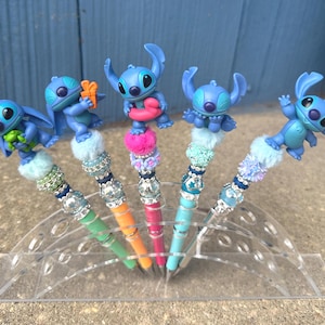 STITCH beaded pen , characters , elevate your station at work or at the office with the unique image 1