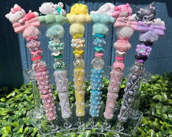 Hello kitty , cinnamoroll, kuromi, pochacco, my melody, pompomporin glam beaded pens.