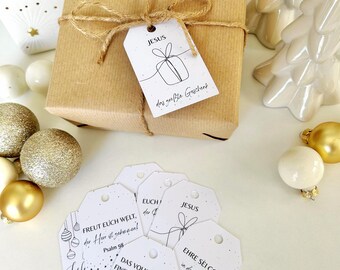Christian Christmas Gift Tags – Set of 6 with Bible Verses & Illustrations for Gift Wrapping, Ideas for Gift Wrapping