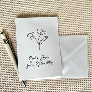 Digital birthday card portrait format | God&#39;s blessing on your birthday | Christian card with flowers | Cards to print | Congratulations card