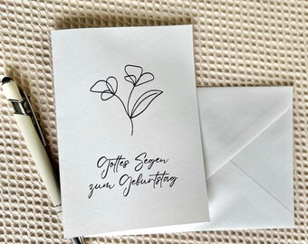 Tarjeta de cumpleaños digital (formato vertical) | Bendiciones de Dios en tu cumpleaños | Tarjeta cristiana con flores | Tarjetas imprimibles | Tarjeta de felicitación