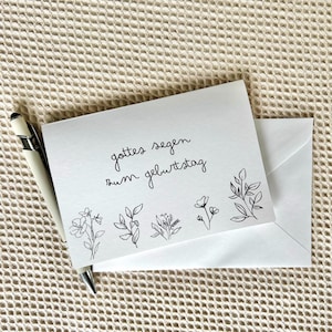 Digital birthday card landscape format | God&#39;s blessing on your birthday | Christian card with flowers | Card to print | Congratulations card