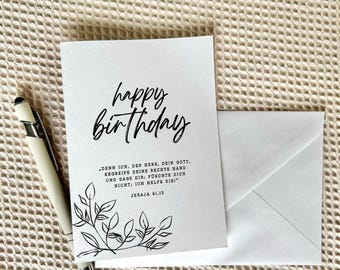 Tarjeta de cumpleaños digital (formato vertical) | Bendiciones de Dios en tu cumpleaños | Tarjeta cristiana con flores | Tarjetas imprimibles | Tarjeta de felicitación