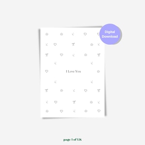 I Love You Card | Printable Valentine’s Day Card Greeting Card Digital Download Postcard Blank Card