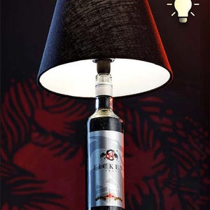 Table lamp &quot;Captain Jack&quot; • Bottle lamp, table lamp, lamp, light, gift, upcycling, whiskey, handmade → ORIGINAL BOTTLE GENIE