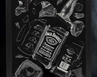 ジャック・ダニエル - 割れたボトルアート - Etsy 日本