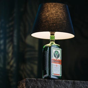 Table lamp &quot;Waidmann&quot; • Bottle lamp, table lamp, lamp, light, gift, upcycling, liqueur, handmade → ORIGINAL BOTTLE SPIRIT
