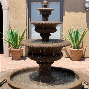 Large Three-Tier Outdoor Fountain – Elegant Classical Garden Water Feature – Weather-Resistant Cast Stone with Recirculating Pump