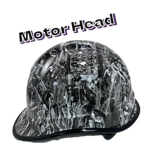 Maßgeschneiderter Hydro Dipped Hard Hat – Motor Mechanisches Design – Einzigartiger Schutzhelm – Cooles PSA Geschenk für Bauarbeiter