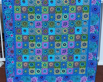 Kaffe Fasset Blue Panel Floral Contemporary Quilt