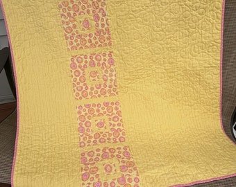 Yellow Tucked Textured Baby Girl Quilt