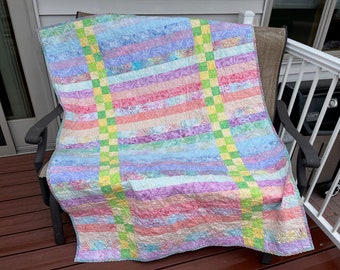 Pastel Stripes Batik Lap Quilt