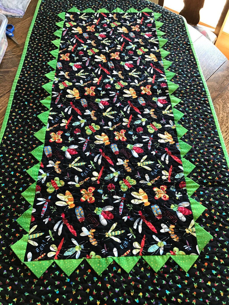 Colorful Bugs Prairie Point Table Runner Etsy