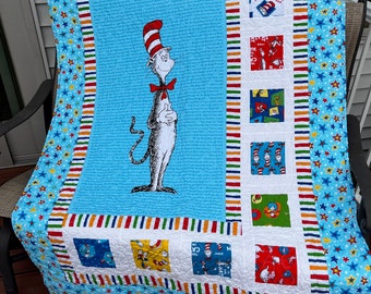 Dr. Seuss Quilt El gato en el sombrero Colcha de pared de regazo para niños