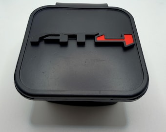 GMC AT4 Trailer Hitch Cover, Red Accent, Chevy 2" Hitch Receiver Plug Cover