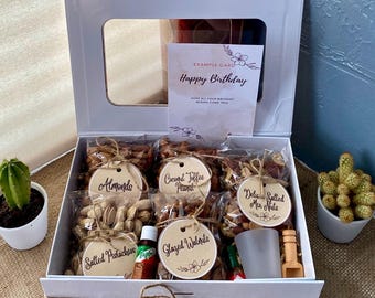Personalized Snack Gift Box for Mom | Gourmet Nuts Variety, Custom Glass & Card