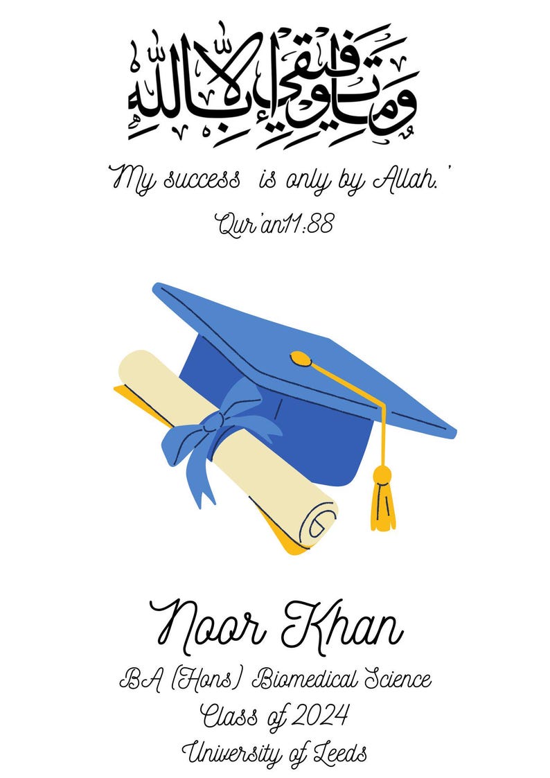 Personalised A4 Islamic Graduation Frame, Graduation Gift, Graduation ...