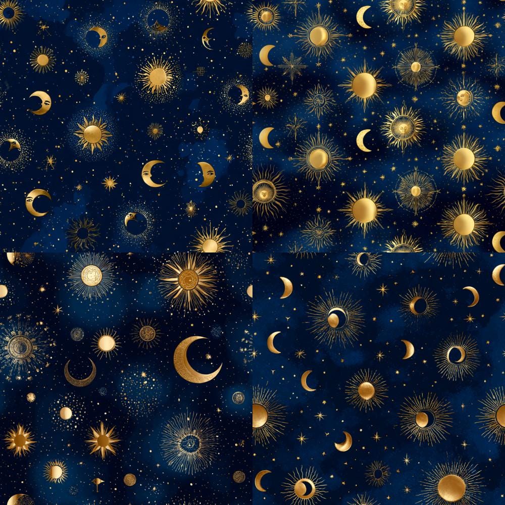 Celestial Digital Paper - Seamless Starry Night Patterns, Instant ...