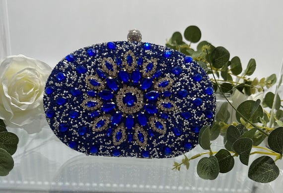 Wedding Black And Blue Clutch Bag Gold Bridal Clutch