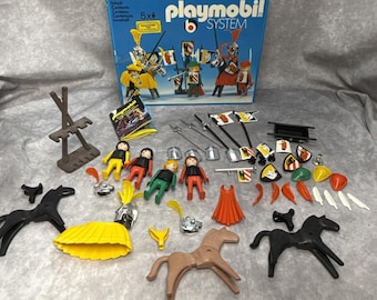 Playmobil 3265 Vintage Medieval Knights 1974 w/ 4 Figures 3 Horses & Accessories