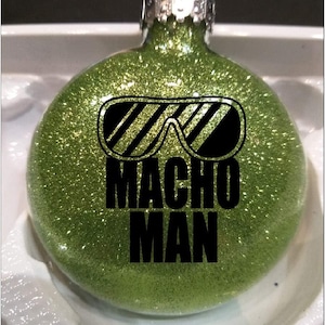 Macho Man Randy Savage Wrestling Glitter Christmas Ornament Shatterproof