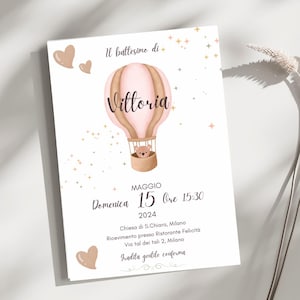 Invito Battesimo digitale - Invito Personalizzabile - Bimba - Tema Orsetto