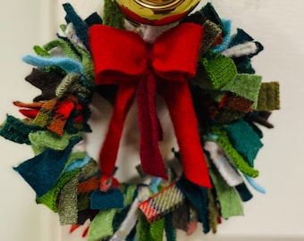 Holiday Green - Mini Felted-Wool, Doorknob Wreath