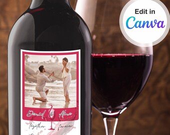 New Photo Wine Label, Wedding Gift Label, Personalized Wine Label, Custom Wine Label, Wedding Favor Template