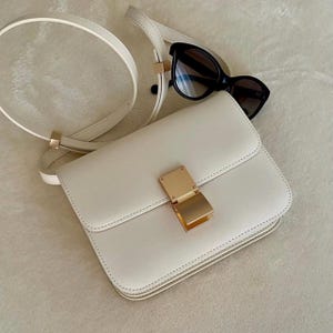 Sac à bandoulière en cuir véritable blanc, sac à bandoulière de tous les jours, sac à main cartable pour femme, sac à bandoulière en cuir véritable