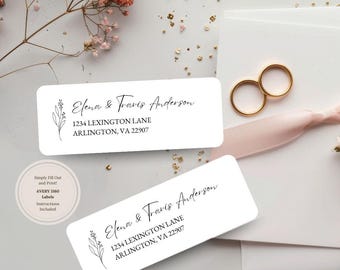 Wedding Guest Address Labels: Elegant Wildflower Design (Editable Printable Template) AVERY 5160