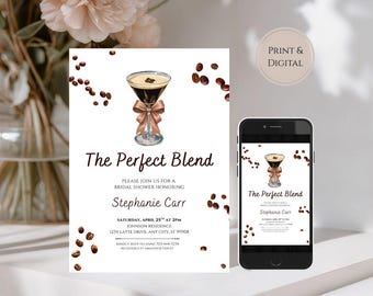 Invitación para despedida de soltera "The Perfect Blend": Plantilla de invitación para despedida de soltera "Coffee Martini" (4x6, 5x7)
