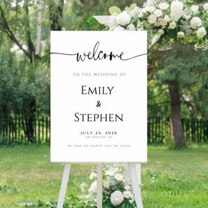 Wedding Welcome Sign: Editable Wedding Ceremony Decor (Printable Template) 18x24, 24x36