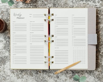 Pocket Planner Inserts: Weekly & Daily Pages (Printable Template) Pocket Size, A4, A5, A7