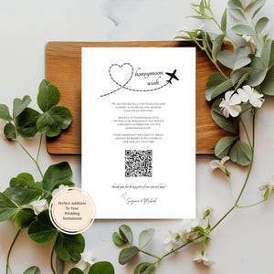 Honeymoon Fund Karte mit QR-Code: Wedding Must Haves (editierbare druckbare Vorlage) 3x5, 4x6