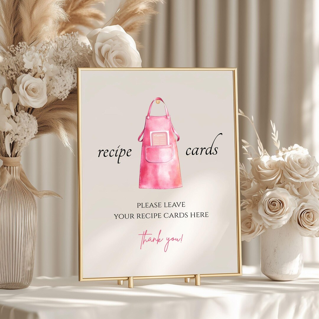 Pink Recipes Sign: Editable Wedding Signage (printable Template) 5x6 ...