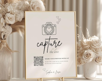 Letrero con código QR para fotos: Letreros de boda editables (plantilla imprimible) 5x7, 8x10