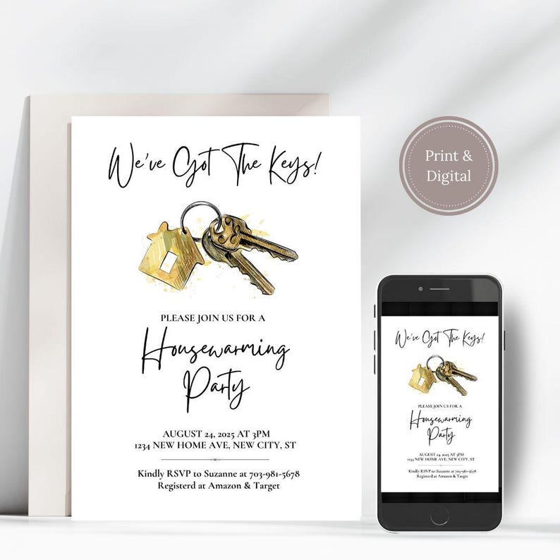 Housewarming Party Invitation: Editable New Home Invite (Digital Invitation Template) 4x6, 5x7 image 1