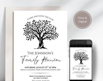 Family Reunion Invitation: Editable Tree Design (Digital Invitation Template) 4x6, 5x7