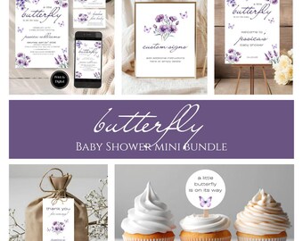 Baby Shower de Mariposas: Tema de Mariposa Morada (Plantillas Imprimibles)