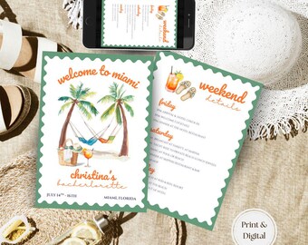 Despedida de soltera en Miami: Plantilla de itinerario de despedida de soltera (plantilla de invitación) 4x6, 5x7
