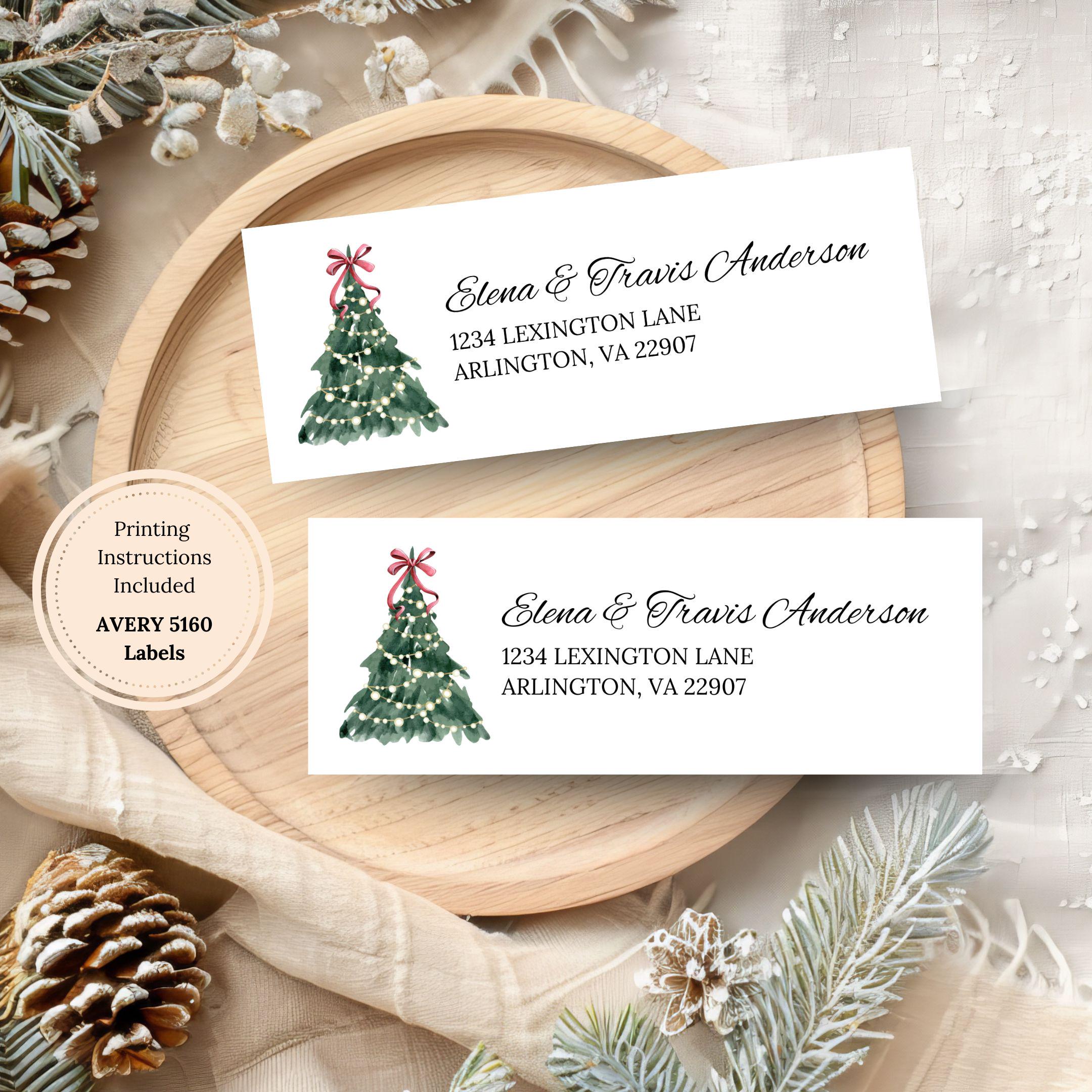 christmas return address labels: editable vintage christmas label