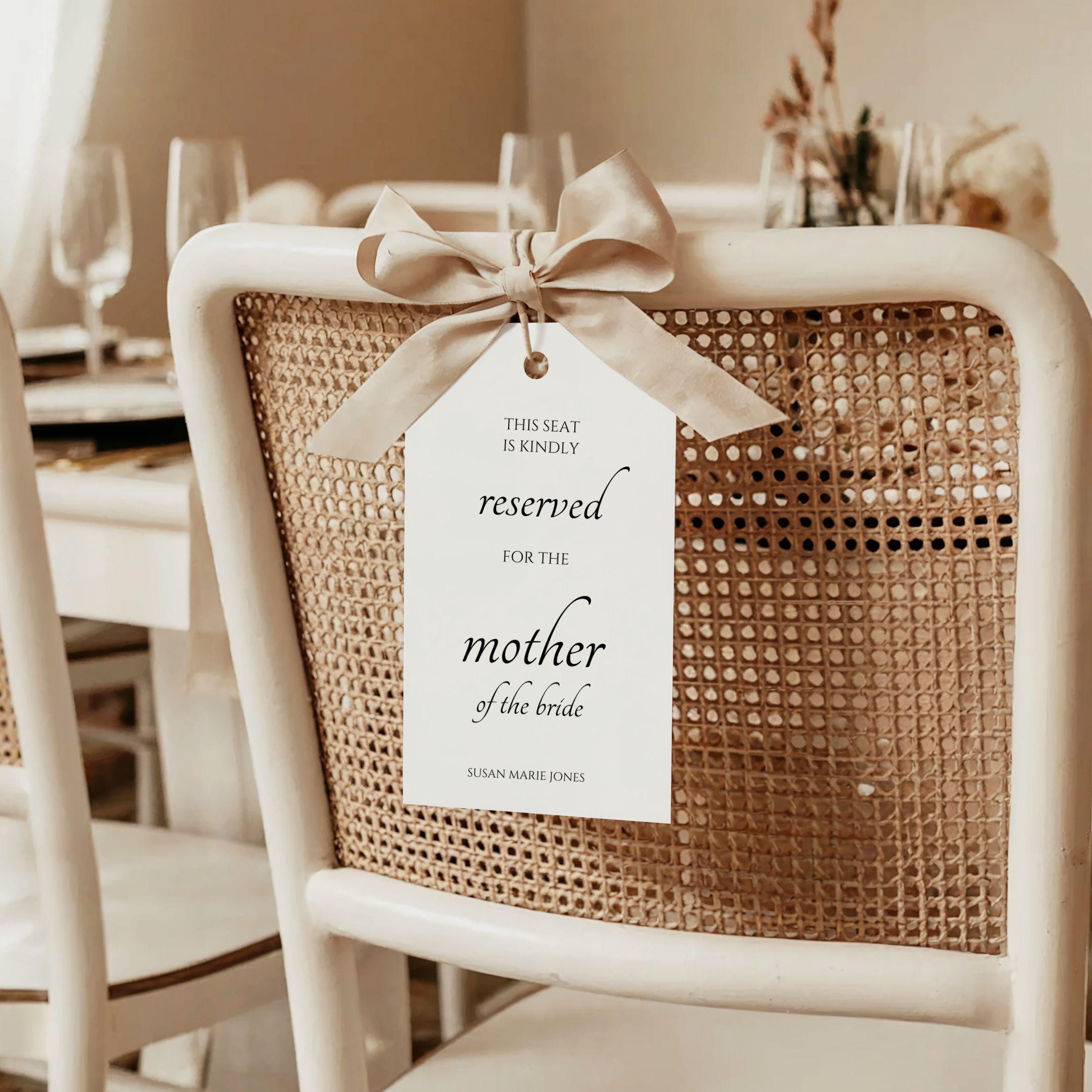 Custom Wedding Sign: Editable Reserved Seat Tag (printable Template ...