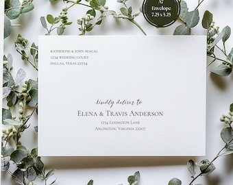 Sobres para invitaciones de boda: Sobre elegante con dirección (plantilla de invitación) 7,25 x 5,25 / A7