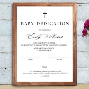 Certificado de Dedicación de Bebé, Certificado Editable, Tarjeta de Dedicación de Bebé, Certificados de Bebé, Certificado de Bautismo, Plantilla de Iglesia