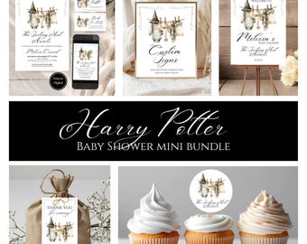 Paquete de baby shower de Harry Potter: Plantilla de invitación digital y plantillas imprimibles