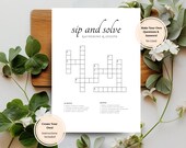 Custom Wedding Crossword Puzzle: Sip & Solve Wedding Games (Printable Template) 5x7, 8x10