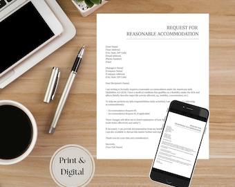 Reasonable Accommodation Letter Template: HR Employee Form (Printable Template) 8.5x11